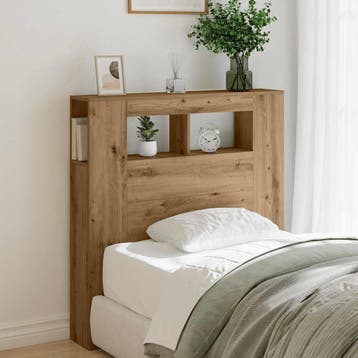 vidaXL Hoofdeinde met LED 100x18,5x103,5 cm hout artisanaal, Verzenden, Nieuw, Bruin, Hout