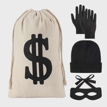 Halloween Bankrover Kostuum Set - Masker, Muts & Geldzak voo, Verzenden, Nieuw