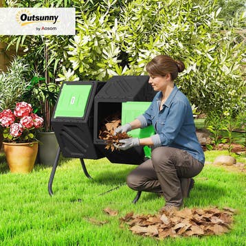 Draaibare compostbak - Dubbele compostbak - 130L - 67x60x77, Verzenden, Zo goed als nieuw