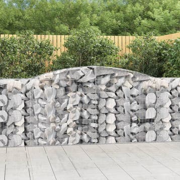 vidaXL Schanskorven 2 st gewelfd 400x50x100/120 cm ijzer, 100 cm of meer, Verzenden, Nieuw, Metaal