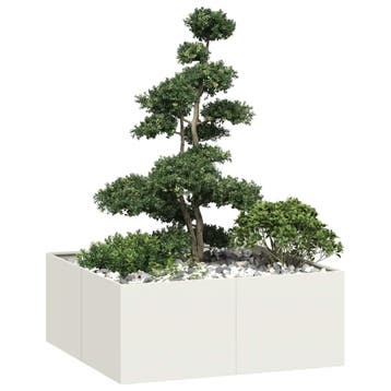vidaXL Plantenbak 100x100x40 cm staal wit, Tuin en Terras, 100 cm of meer, Verzenden, Nieuw, Metaal
