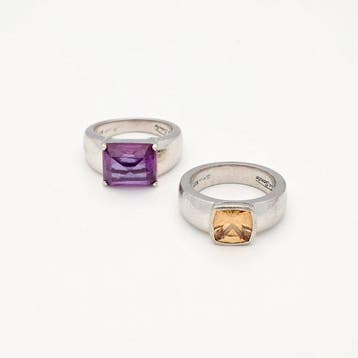 Zilver - Ring - Korund/Granaat, Antiek en Kunst