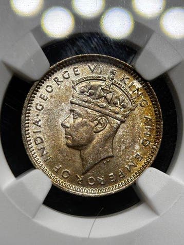 Brits-Indië. George VI. 10 Cents 1945 NGC MS63 (Zonder