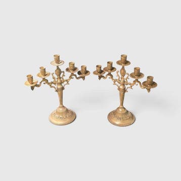 Kandelaar (2) - Brons - Bronzen kandelabers, Antiek en Kunst