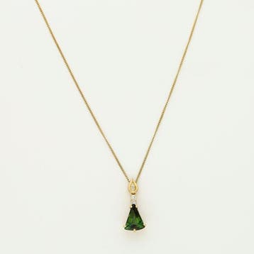 Ketting met hanger - 14 karaat Geel goud - Diamant -