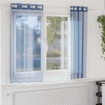 vidaXL Gordijnen voile met doorvoertules 2 st koningsblauw, Verzenden, Nieuw, Blauw