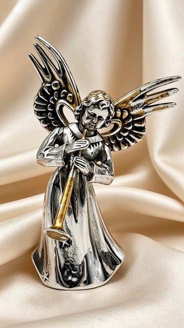 Figuur - Angel en plata dorada - .915 zilver, Antiek en Kunst
