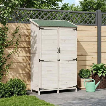 vidaXL Tuinschuur met dak Wit 106,5 x 56 x 176 cm Massief, Verzenden, Nieuw