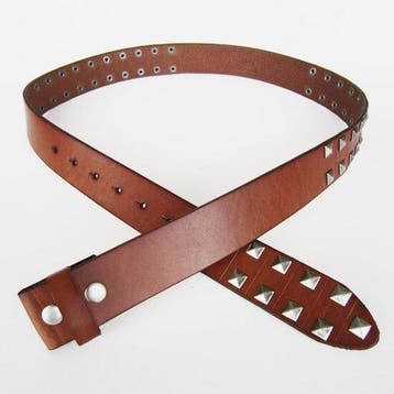 Bruin Leren Riem vierkante studs - Zonder Buckle/Gesp 100..., Verzenden, Nieuw