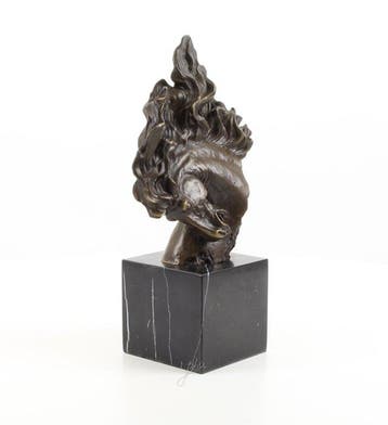 Figuur - A BRONZE SCULPTURE OF A HORSE HEAD - Brons, Marmer, Antiek en Kunst