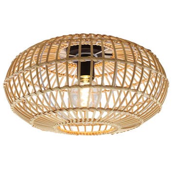 Rotan plafonnière Emilio, bruin, landelijk, Ophalen of Verzenden, Nieuw, Metaal