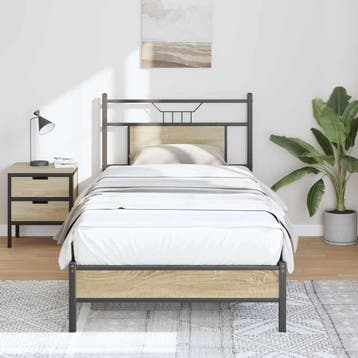 vidaXL Bedframe zonder matras hout sonoma eikenkleurig, Eenpersoons, Bruin, Verzenden, Nieuw