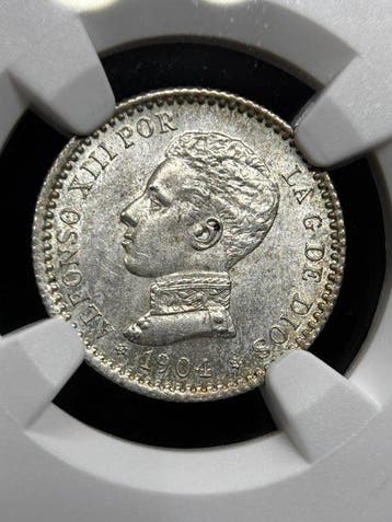 Spanje. Alfonso XIII. 50 centimos 1904(04) SMV NGC MS63