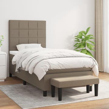 vidaXL Boxspring met matras stof taupe 100x200 cm, 100 cm, Eenpersoons, Verzenden, Nieuw