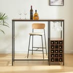 Bartafel Trøndelag met wijnrek 120x40x105 cm zwart en walnoo, Huis en Inrichting, Tafels | Statafels, Verzenden, Nieuw