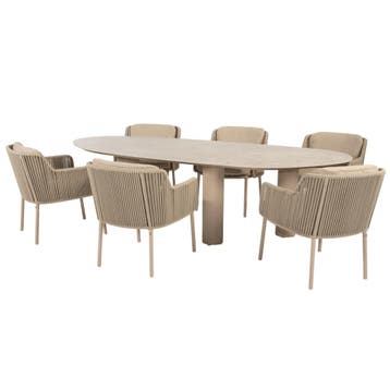 Estate Bernini dining tuinset 240x105xH75 cm mango 7 delig, Tuin en Terras, Tuinsets en Loungesets, Ophalen of Verzenden, Nieuw