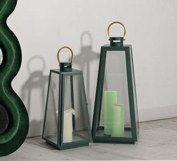 LANTAARN GRENT SET 2 STUKS CM Ø 25X25X57-20X20X45, Ophalen of Verzenden, Nieuw