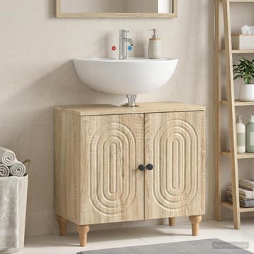 vidaXL Badkamer wastafelkast ALKMAAR Sonoma Eiken 59,5 x, Huis en Inrichting, Badkamer | Badkamermeubels, Verzenden, Nieuw, Wastafelkast
