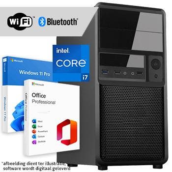 Core i7 compleet - WiFi + BT + Windows + Office 2024 (Word,, Computers en Software, Desktop Pc's, Nieuw