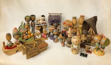 Large Japanese Showa Retro Folk Art Collection – Kokeshi,