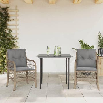 vidaXL 3-delige Bistroset met kussens poly rattan gemengd, Verzenden, Nieuw, 2 zitplaatsen