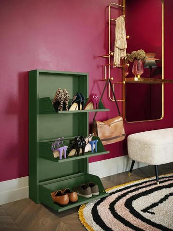 Kare Design Schoenenkast Caruso, olijfgroen, 104×50×15 cm., Verzenden, Nieuw