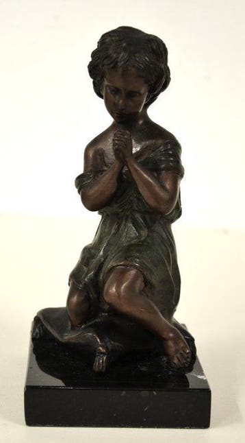 sculptuur, bimba in preghiera - 17 cm - Brons, Antiek en Kunst, Antiek | Keramiek en Aardewerk