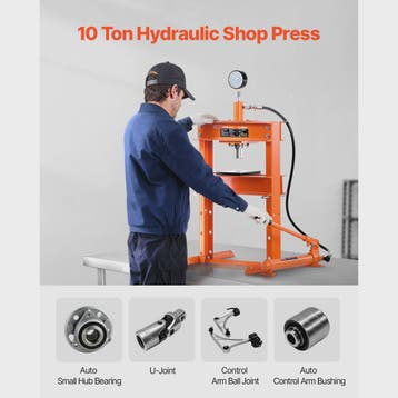 Hydraulische Werkplaatspers 10 Ton - H-Frame met Verstelbare, Doe-het-zelf en Verbouw, Verzenden, Nieuw