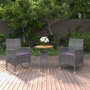 vidaXL 3-delige Tuinset poly rattan grijs, Tuin en Terras, Verzenden, Nieuw, Tuinset