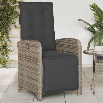 vidaXL Tuinstoel verstelbaar met voetensteun poly rattan, Tuin en Terras, Verzenden, Nieuw