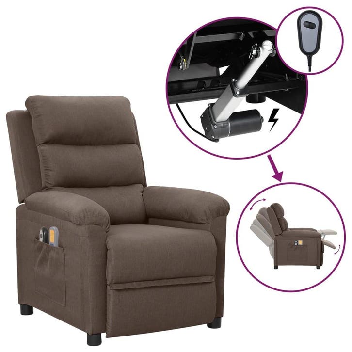 vidaXL Massagestoel elektrisch stof taupe, Sport en Fitness, Massageproducten, Nieuw, Verzenden