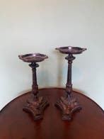 Kandelaar - Brons - Koppel bronze kandelaars, Antiek en Kunst
