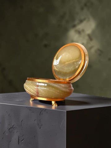 Luxurious Mid-Century Genuine Green Onyx & Brass -