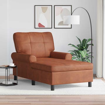 vidaXL Chaise Lounge met kussen Bruin 91 x 157 x 91 cm Nep, Verzenden, Nieuw