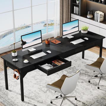 Bureau - Computertafel - Computerbureau - 200x60 cm - Zwart, Verzenden, Zo goed als nieuw