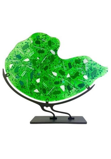 Made Murano Glass - sculptuur, Piastra Carnevale Verde Scuro