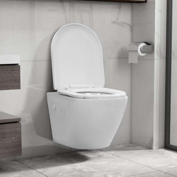 vidaXL Hangend toilet randloos keramiek wit, Doe-het-zelf en Verbouw, Verzenden, Nieuw