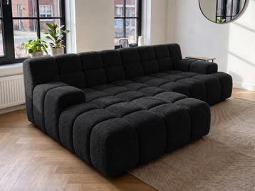 Loungebank Tiel - loungebanken - Zwart, Nieuw, 150 cm of meer, Stof, 250 tot 300 cm
