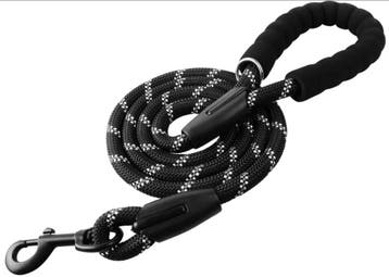 Hondenriem - 5 meter - Zwart reflecterend - Met, Dieren en Toebehoren, Honden-accessoires, Ophalen of Verzenden, Nieuw