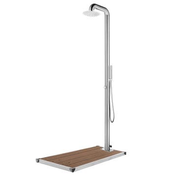 vidaXL Buitendouche met bruine basis 230 cm roestvrij staal, Verzenden, Nieuw