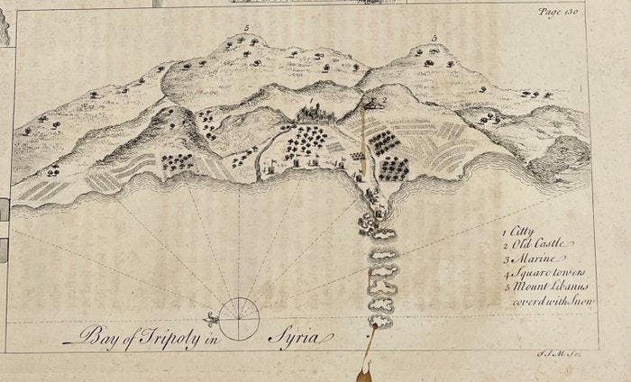 Libanon - Tripoli en Alexandretto (moderne Iskenderun in, Boeken, Atlassen en Landkaarten