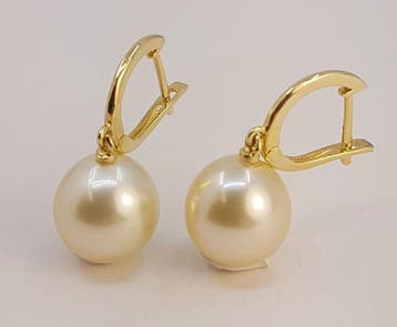 Oorbellen - 14 karaat Geel goud, 11×12 mm gouden Zuidzee, Nieuw
