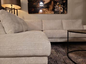 Hoekbank Brandon cremona beige/wit ACTIE!, Verzenden, Nieuw, Hout, Modern, hotelchique, trendy
