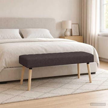 vidaXL Kanaal-geplooide bank Donkerbruin 110 x 40 x 46 cm, Verzenden, Nieuw, Stof