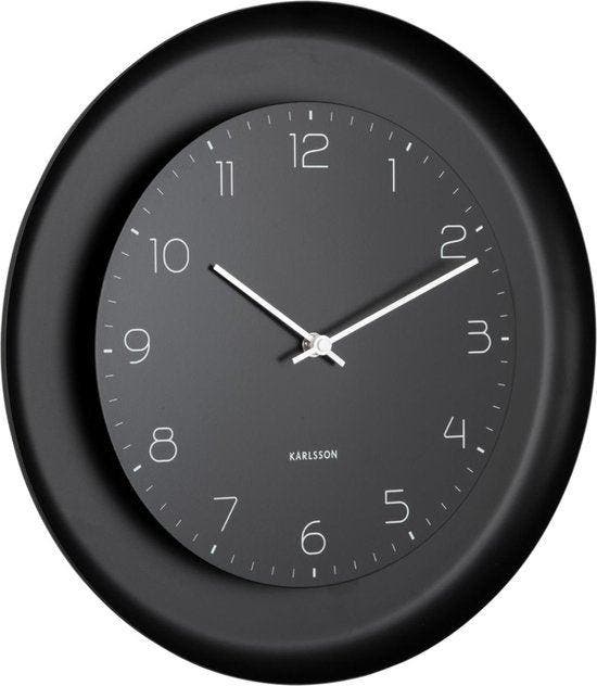2dekans | Karlsson Wandklok Dual Disc - Zwart - Ø38cm -, Huis en Inrichting, Woonaccessoires | Klokken, Zo goed als nieuw, Ophalen of Verzenden