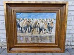 Joseph Borrezee (1930) - Galopperende paarden in het water, Antiek en Kunst, Kunst | Schilderijen | Klassiek