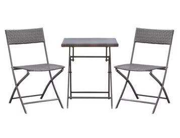 Opvouwbare 3-Delige Balkonset – Rotan Stoel en Tafel – Nieuw, Verzenden, Nieuw