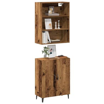 vidaXL Dressoir met wandkast bewerkt hout oud houtkleurig, Minder dan 50 cm, Verzenden, Nieuw, Overige houtsoorten