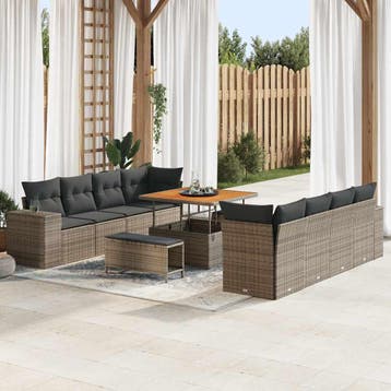 vidaXL Tuin Sofa Set Grijs poly rattan, Verzenden, Nieuw
