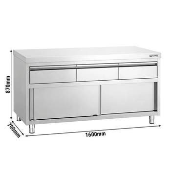 GGM Gastro | RVS Werkkast PREMIUM - 1600 x 700 mm - met 3 |, Zakelijke goederen, Verzenden, Nieuw in verpakking, Meubilair